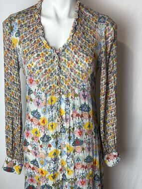 Anthropologie Blank London Floral Button-Front Maxi Dress in Pastel Multi-print